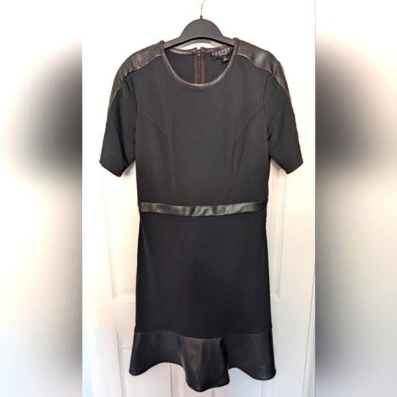 Laundry By Shelli Segal (Women's Size 10) Fit & Flare With Faux-Leather Accents - Picture 1 of 13